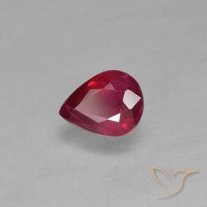 Rubí Rojo oscuro natural de 0.38 ct, En forma de pera, VS-SI