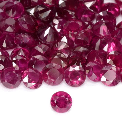 Rubí Rojo púrpura natural de 0.12 ct, Redondo, VS-SI