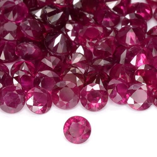 Rubí Rojo púrpura natural de 0.12 ct, Redondo, VS-SI