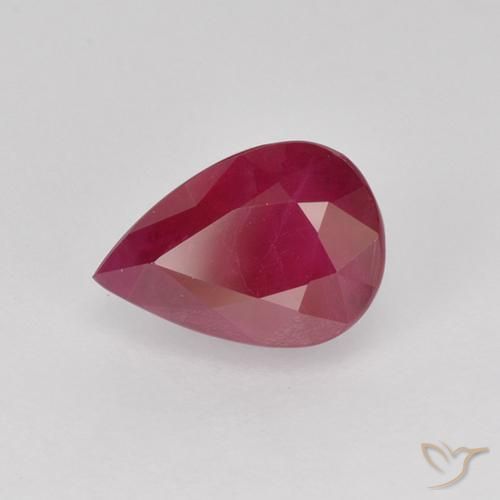 Rubí Rojo medio natural de 1.17 ct, En forma de pera, VS-SI