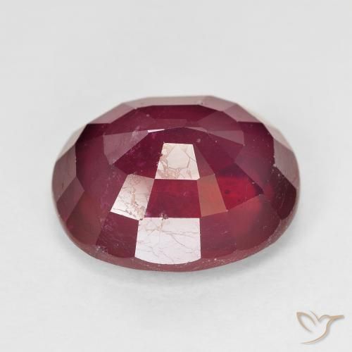 Rubí Rosado rojizo intenso natural de 12.32 ct, Ovalada, VS-SI