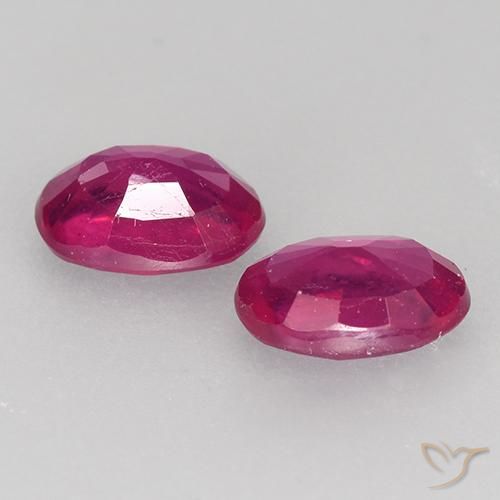 Gemas de Rubí Rojo claro natural de 1.24 ct, Ovalada, VS-SI