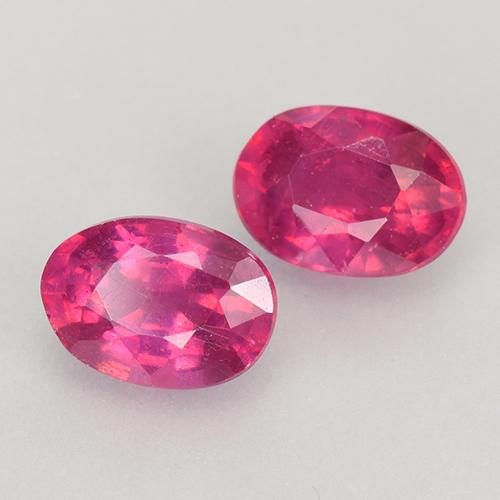 Gemas de Rubí Rojo claro natural de 1.58 ct, Corte Óvalo, VS-SI