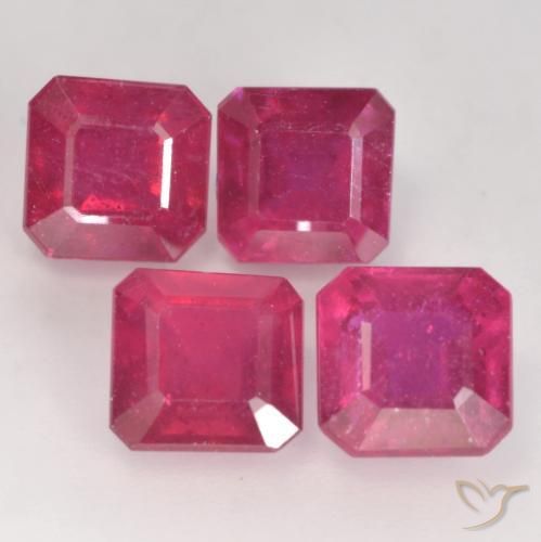 Rubí Rojo claro natural de 1.60 ct, Corte Octágono / Esmeralda, VS-SI