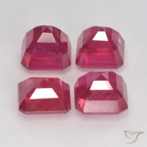 Rubí Rojo claro natural de 1.60 ct, Corte Octágono / Esmeralda, VS-SI