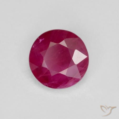 Rubí Rojo medio natural de 0.67 ct, Redondo, VS-SI