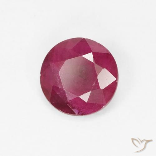 Rubí Rojo oscuro natural de 0.80 ct, Redondo, VS-SI
