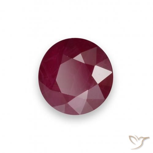 Rubí Rojo oscuro natural de 0.96 ct, Redondo, VS-SI