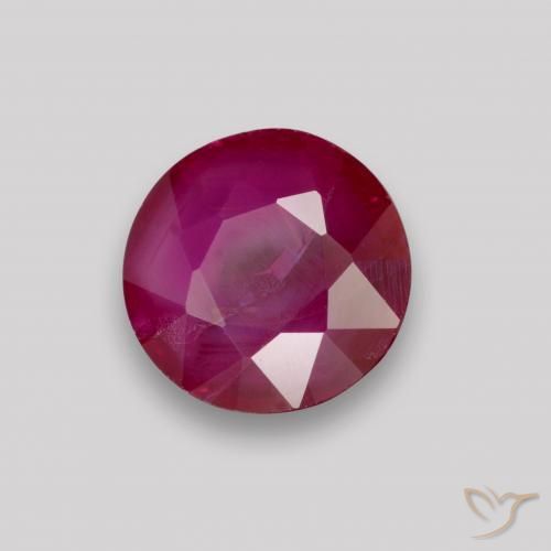 Rubí Rojo oscuro natural de 0.89 ct, Redondo, VS-SI