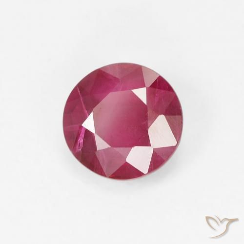 Rubí Rojo oscuro natural de 0.81 ct, Redondo, VS-SI