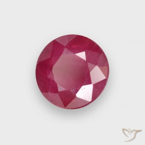Rubí Carmesí intenso natural de 0.91 ct, Redondo, VS-SI
