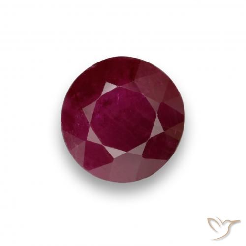 0.90ct Natural Rojo vino Rubí, Redondo, VS-SI