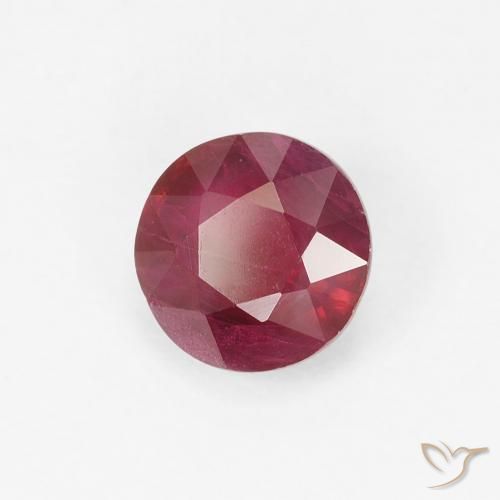 Rubí Rojo oscuro natural de 0.84 ct, Redondo, VS-SI