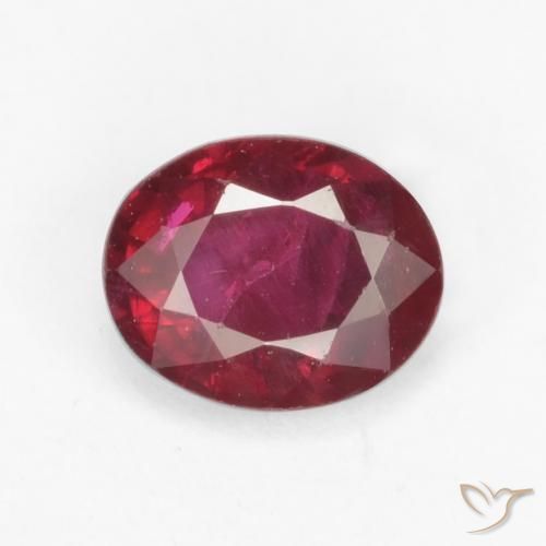Rubí Rojo oscuro natural de 0.47 ct, Ovalada, VS-SI