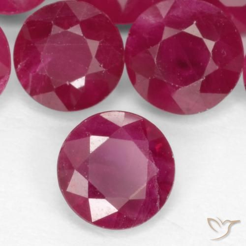 Rubí Rojo medio natural de 0.59 ct, Redondo, VS-SI