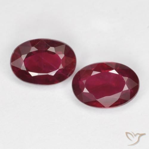 Gemas de Rubí Rojo oscuro natural de 1.11 ct, Ovalada, VS-SI