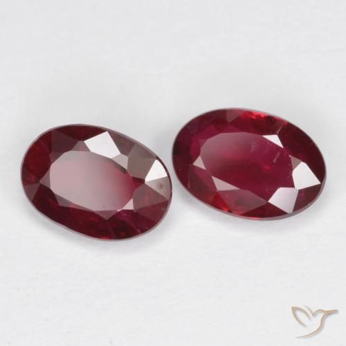 Gemas de Rubí Rojo oscuro natural de 1.11 ct, Ovalada, VS-SI