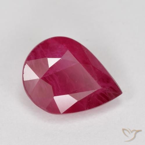 Rubí Rojo medio natural de 1.04 ct, En forma de pera, VS-SI