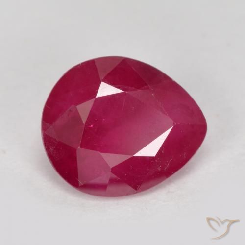 Rubí Rojo medio natural de 1.39 ct, En forma de pera, VS-SI