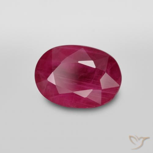 Rubí Rojo oscuro medio natural de 1.38 ct, Ovalada, VS-SI