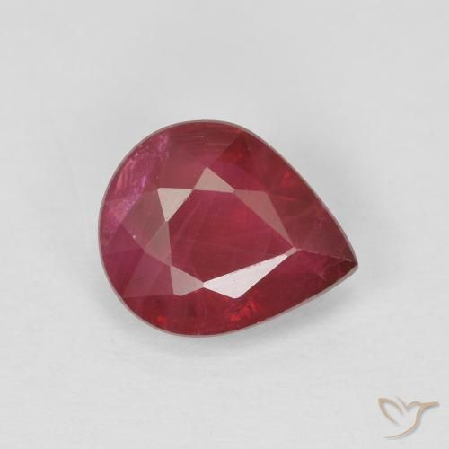 1.37ct Natural Rojo mermelada Rubí, En forma de pera, SI