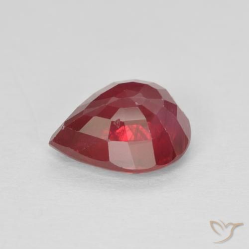 Rubí Rojo mermelada natural de 1.37 ct, En forma de pera, SI