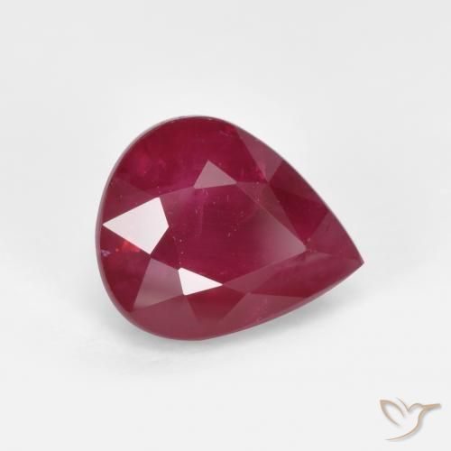 Rubí Rojo medio natural de 1.28 ct, En forma de pera, VS-SI