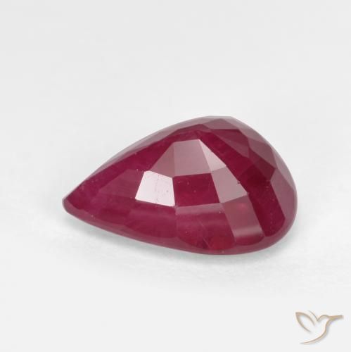 Rubí Rojo oscuro natural de 1.04 ct, En forma de pera, VS-SI