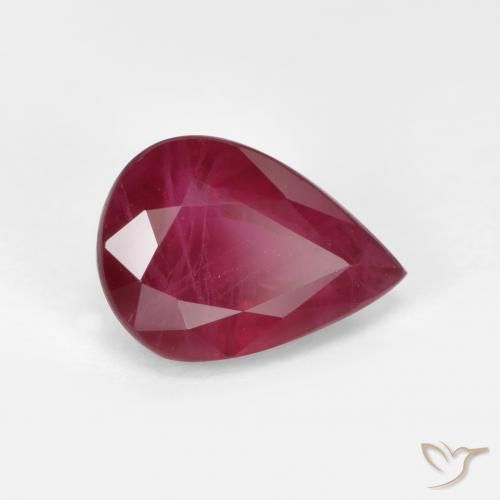Rubí Rojo medio natural de 1.07 ct, En forma de pera, VS-SI