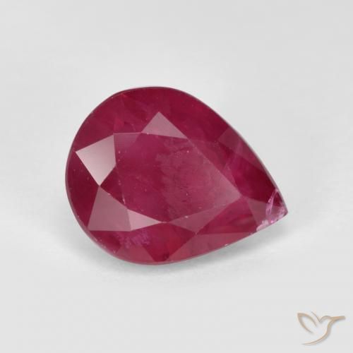 Rubí Rojo medio natural de 1.12 ct, En forma de pera, SI