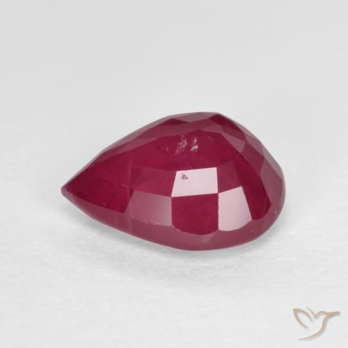 Rubí Rojo medio natural de 1.12 ct, En forma de pera, SI