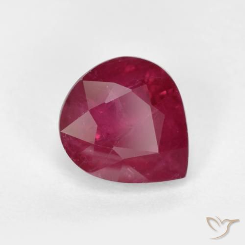 Rubí Rojo medio natural de 1.24 ct, En forma de pera, SI