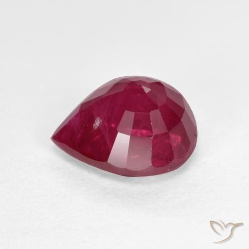 Rubí Rojo medio natural de 1.24 ct, En forma de pera, SI