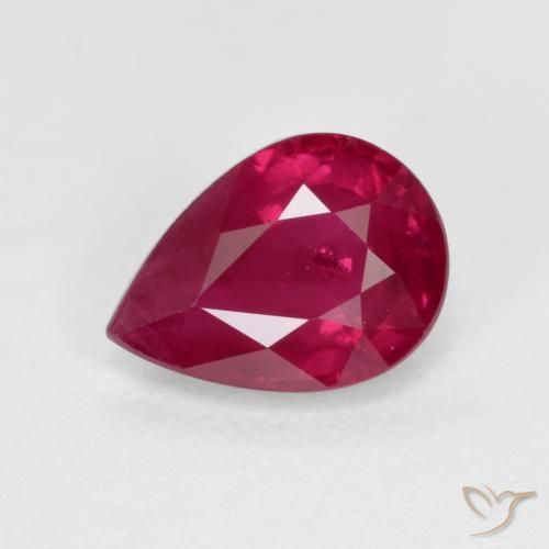 Rubí Rojo oscuro medio natural de 1.01 ct, En forma de pera, VS-SI