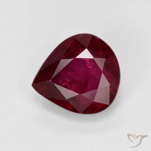 Rubí Rojo oscuro natural de 1.15 ct, En forma de pera, VS-SI