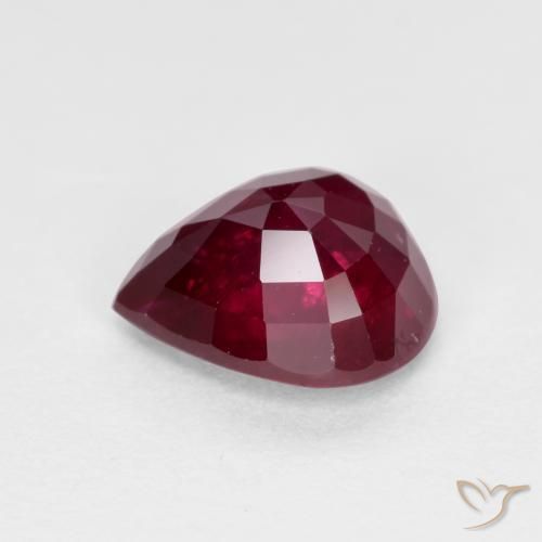 Rubí Rojo oscuro natural de 1.15 ct, En forma de pera, VS-SI