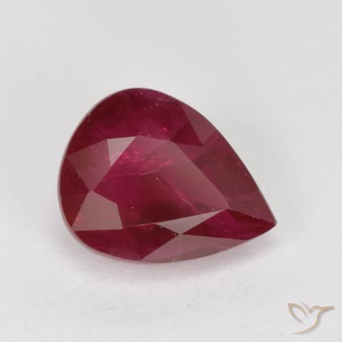 Rubí Rojo vino natural de 1.04 ct, En forma de pera, VS-SI