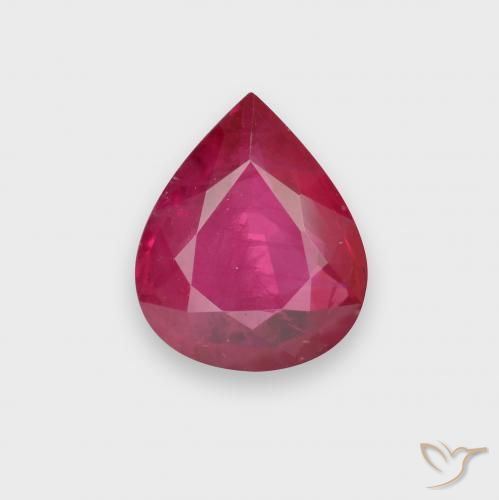 Rubí Rojo claro natural de 0.84 ct, En forma de pera, VS-SI