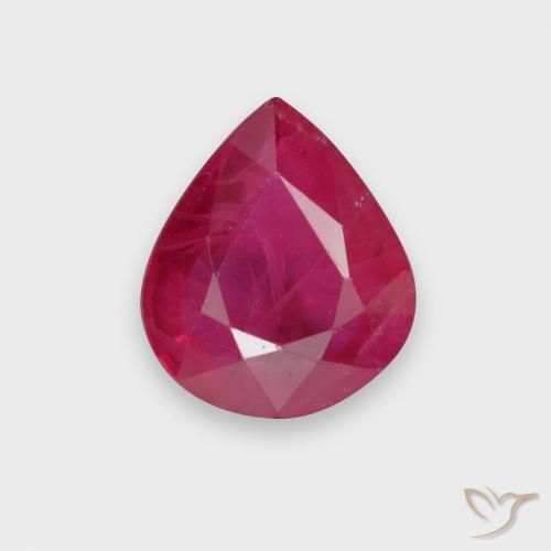 Rubí Rojo medio natural de 1.73 ct, En forma de pera, VS-SI