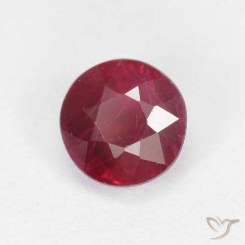 Rubí Rojo medio natural de 0.44 ct, Redondo, SI