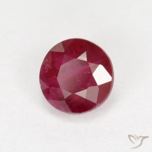 Rubí Rojo oscuro natural de 0.49 ct, Redondo, SI