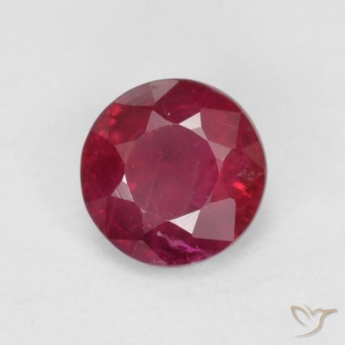 Rubí Rojo oscuro natural de 0.41 ct, Redondo, SI