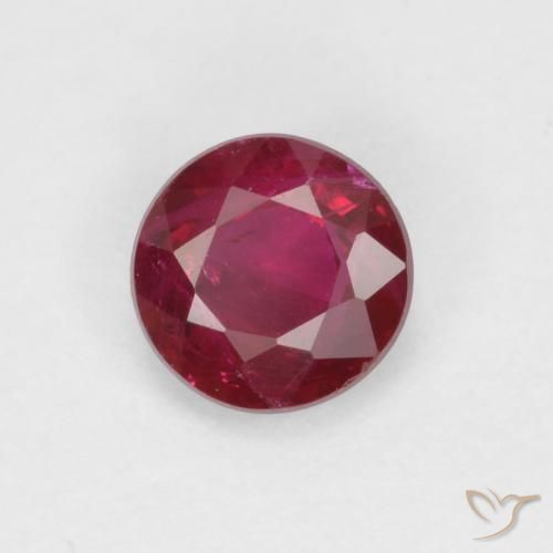 Rubí Rojo oscuro natural de 0.34 ct, Redondo, SI