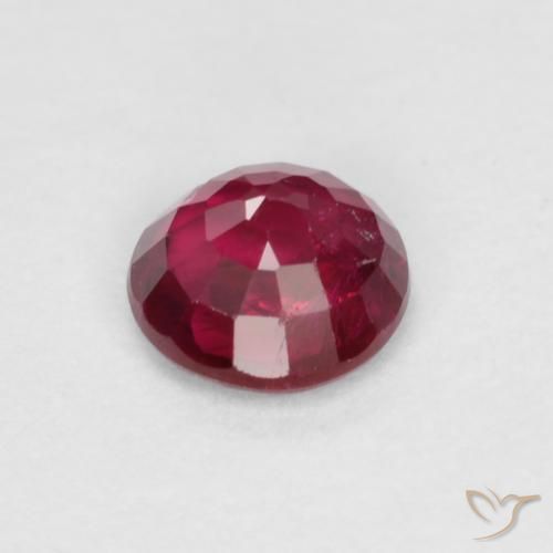 Rubí Rojo oscuro natural de 0.34 ct, Redondo, SI