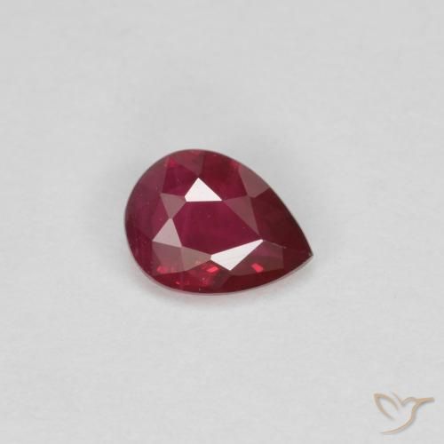 Rubí Rojo oscuro natural de 0.30 ct, En forma de pera, VS-SI