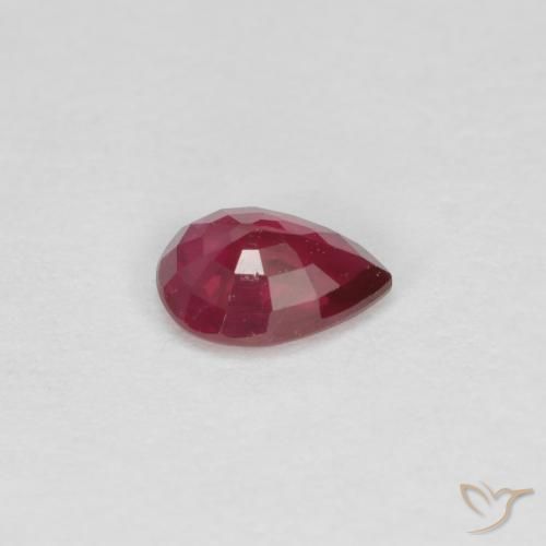 Rubí Rojo oscuro natural de 0.30 ct, En forma de pera, VS-SI