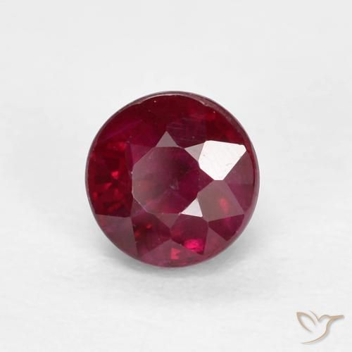Rubí Rojo oscuro natural de 0.41 ct, Redondo, VS-SI