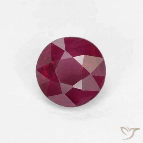 Rubí Rojo oscuro natural de 0.33 ct, Redondo, VS-SI