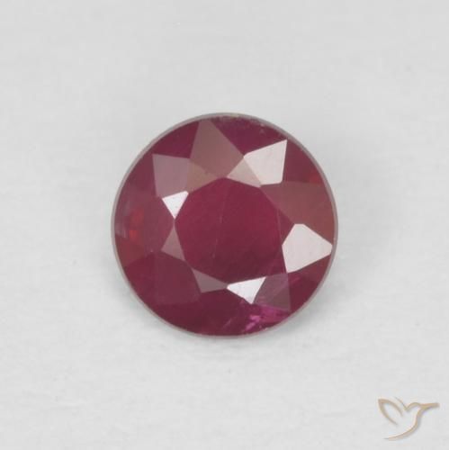 Rubí Rojo oscuro natural de 0.25 ct, Redondo, VS