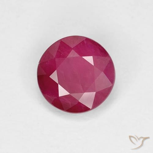 Rubí Rojo rosado natural de 0.76 ct, Redondo, VS-SI